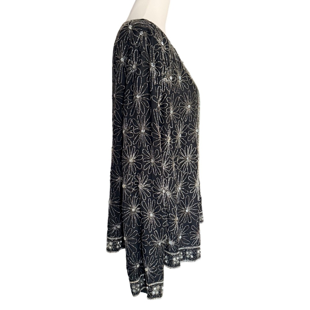 Vintage Pappell Boutique Beaded Floral Evening Jacket Sequin Cardigan Size 3XL - Picture 4 of 12